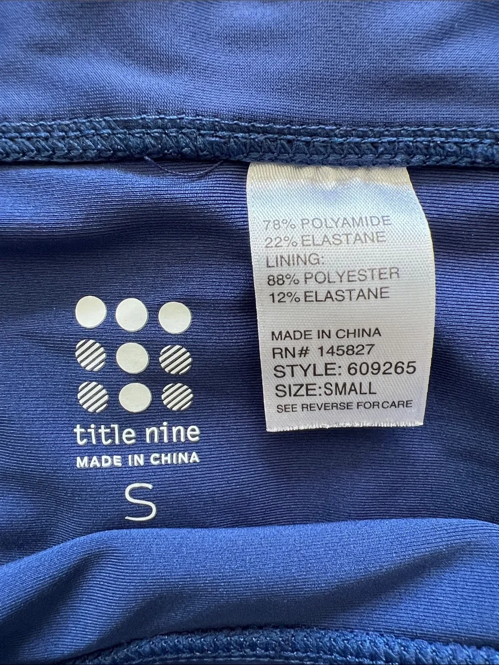 Title Nine Women's Pele Top Lehua Bottom Bikini Swimsuit Set Navy Size Small 32C
